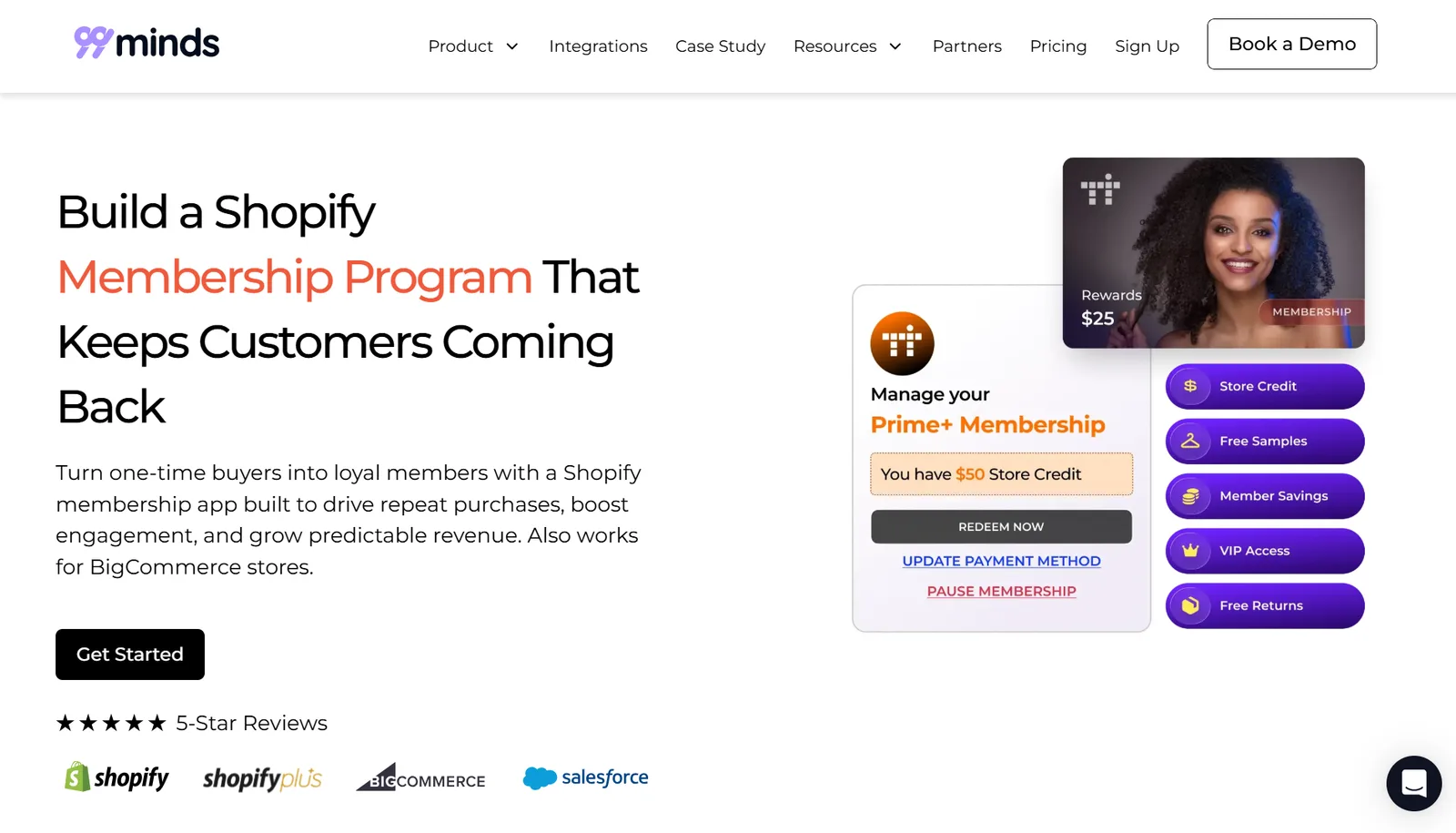 99minds Shopify membership program homepage
