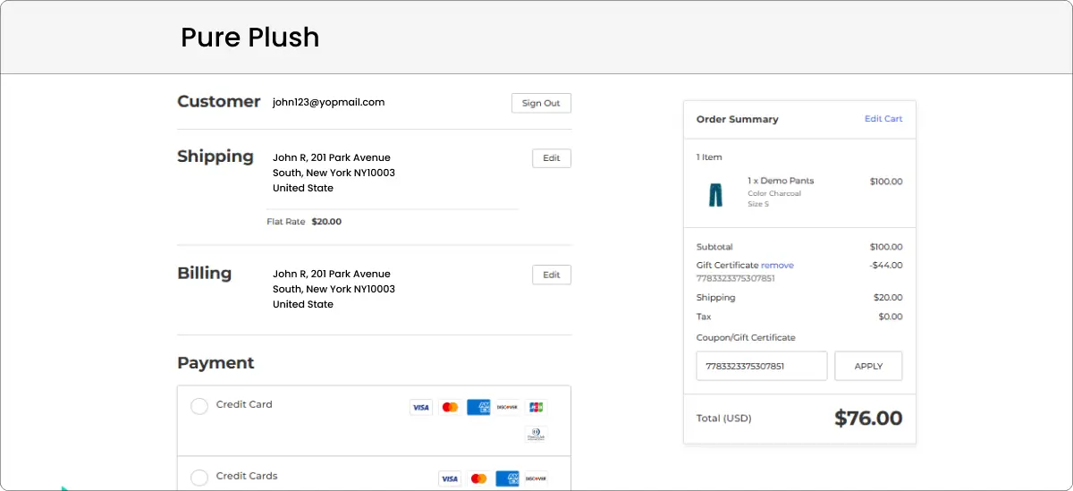 Bigcommerce checkout page