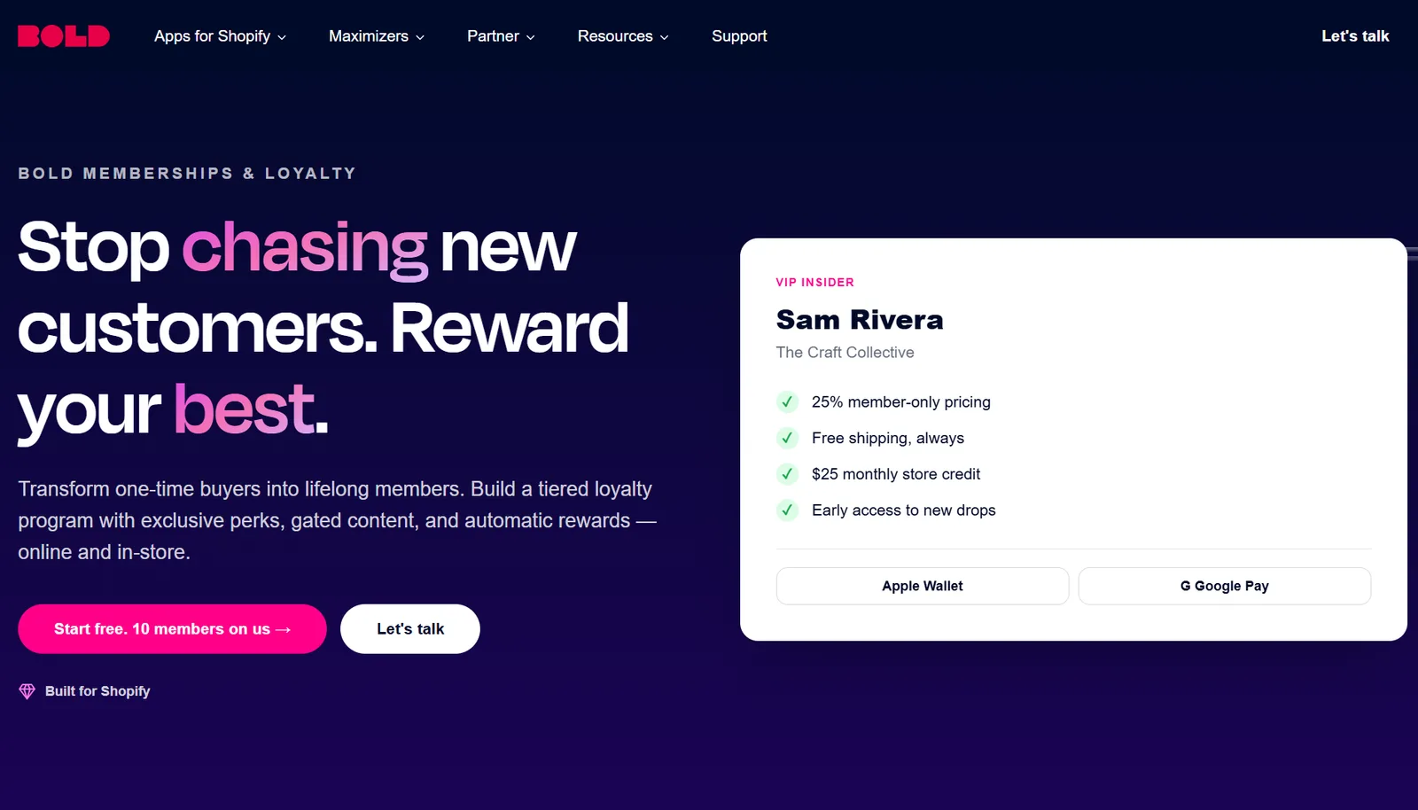 Bold Memberships and Loyalty homepage for Shopify