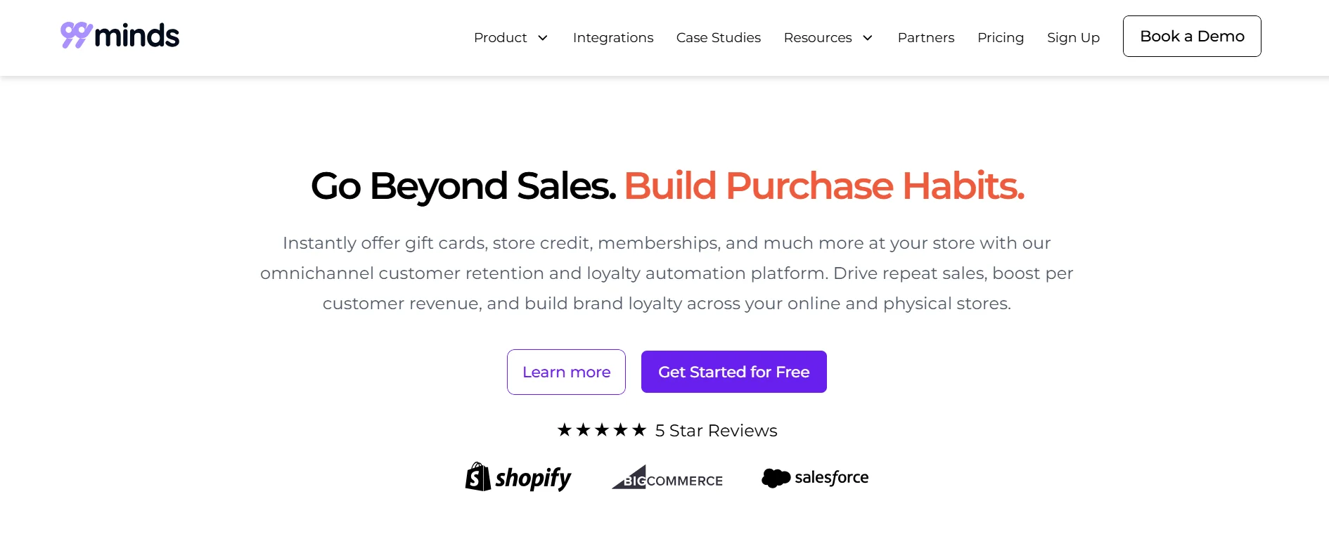 99minds homepage describing its omnichannel customer retention and loyalty automation platform