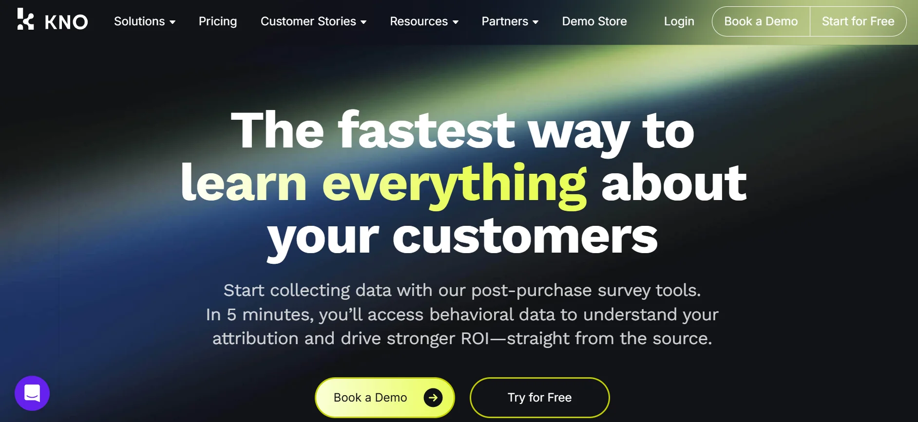 KnoCommerce homepage promoting post-purchase survey tools