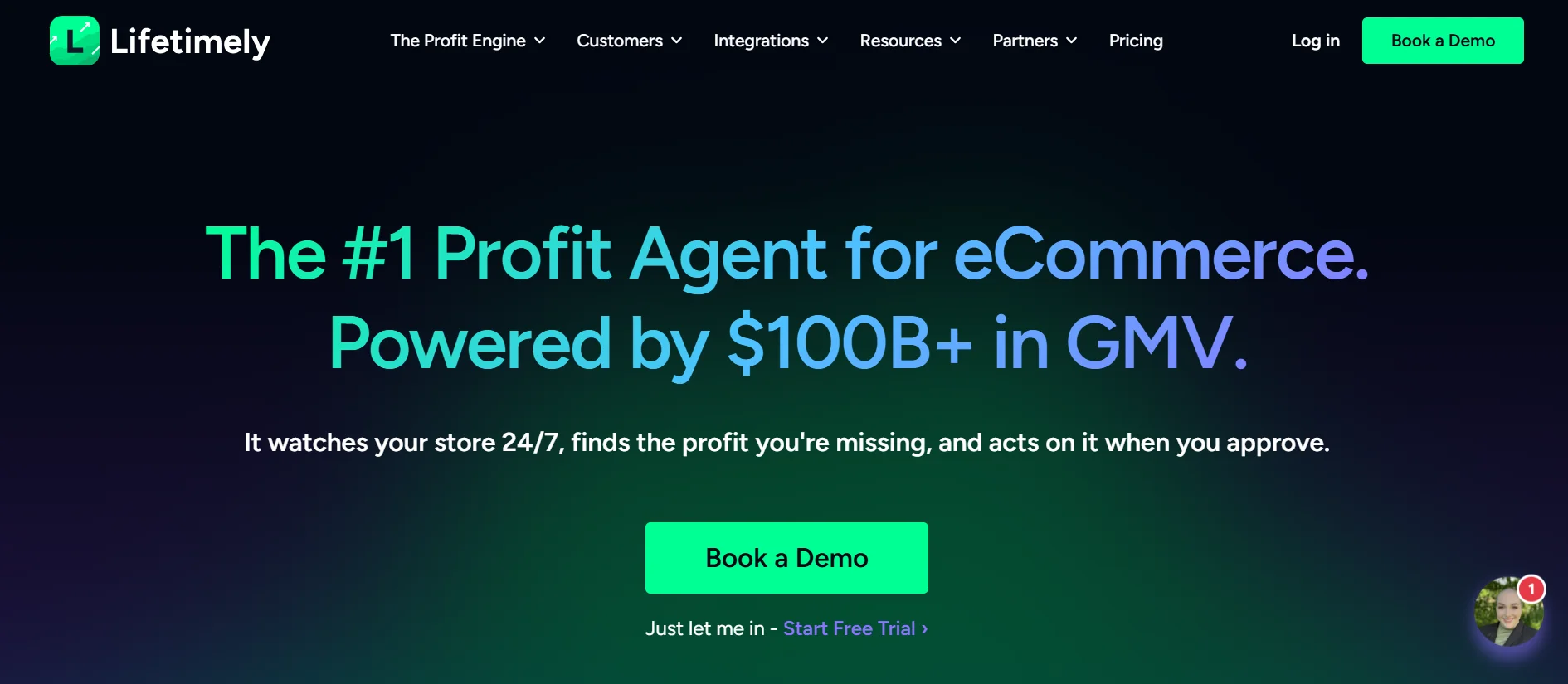 Lifetimely homepage presenting its profit analytics for ecommerce