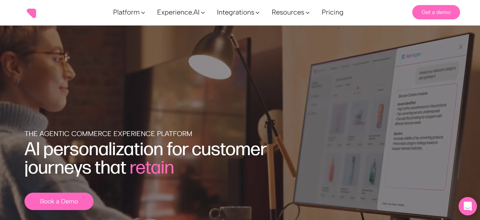 Nosto homepage introducing AI personalization for customer journeys