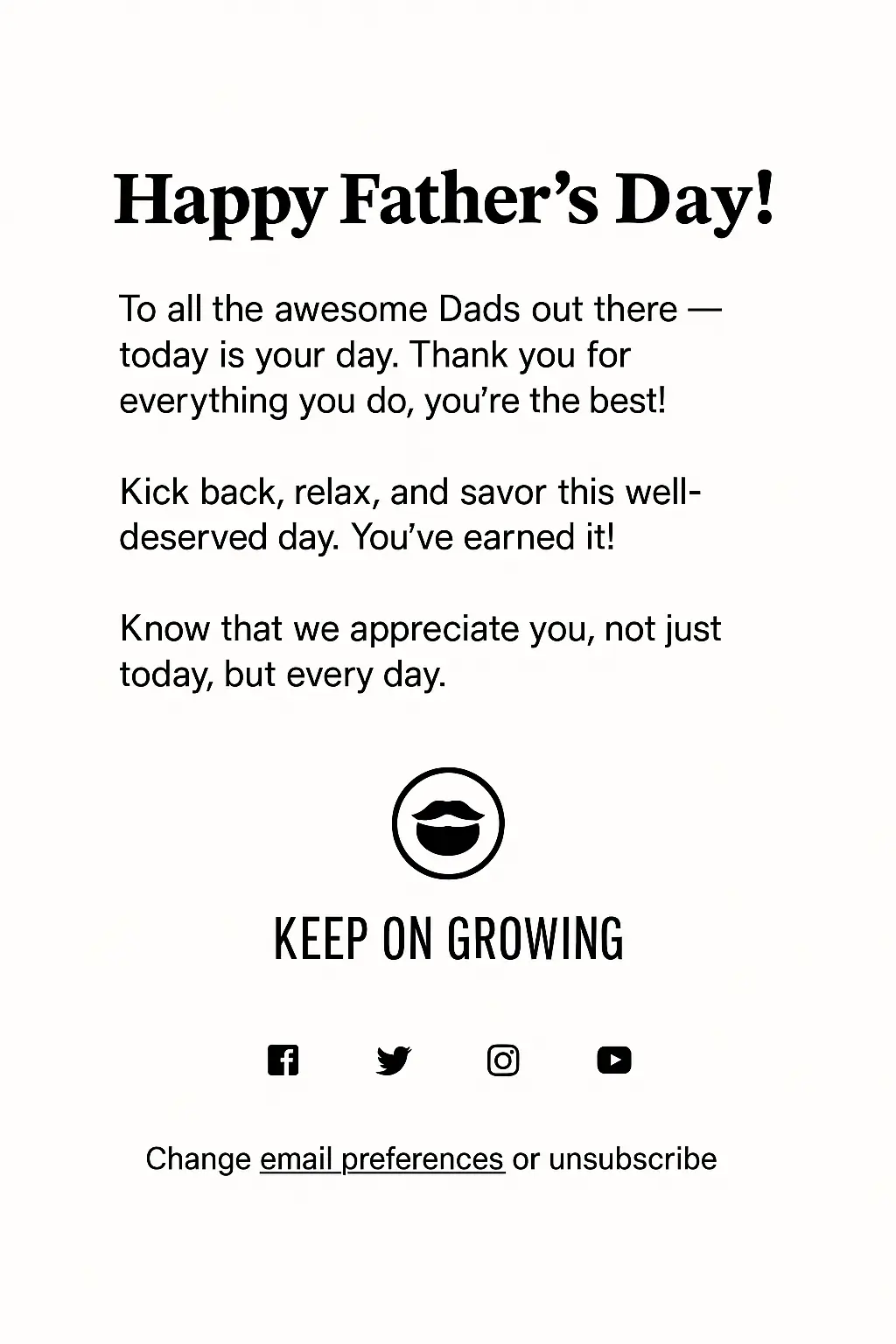 Email Campaign for fathers day promotions