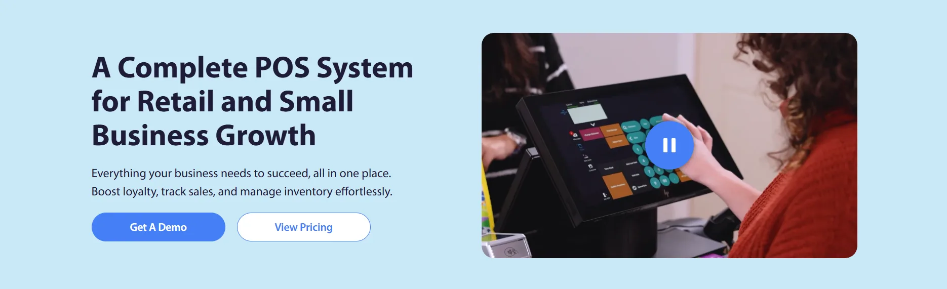 FTx POS website homepage for retail and small business