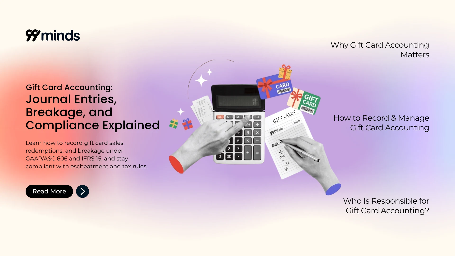 Gift card accounting guide covering journal entries, breakage recognition, ASC 606 compliance, and liability reporting