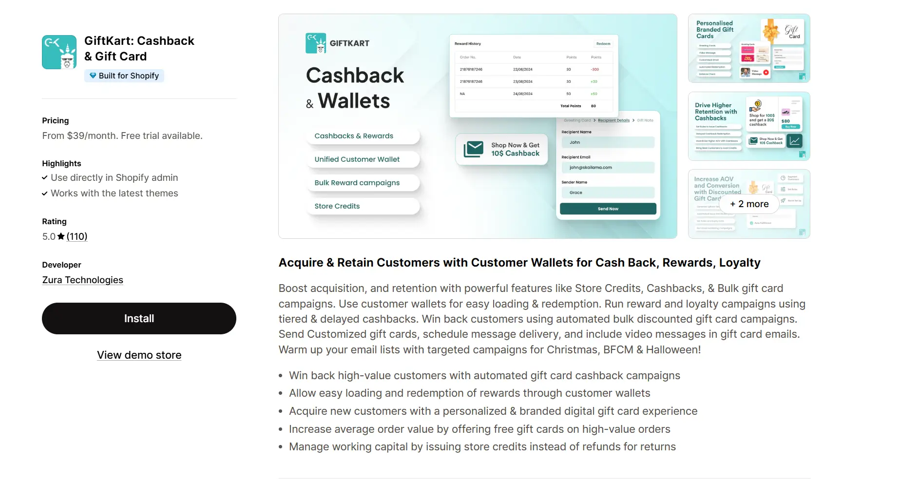 GiftKart shopify store credit app