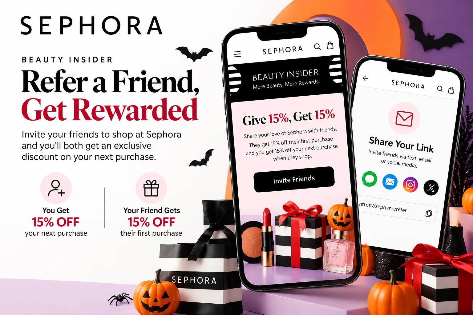 Sephora Beauty Insider refer a friend Halloween reward