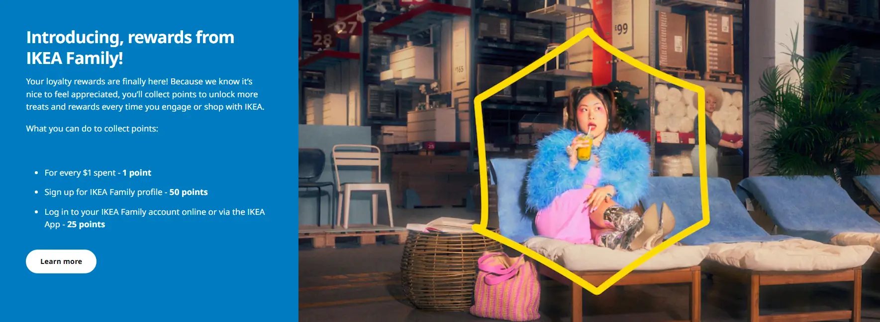 IKEA Family loyalty program showing points-based rewards and member benefits.