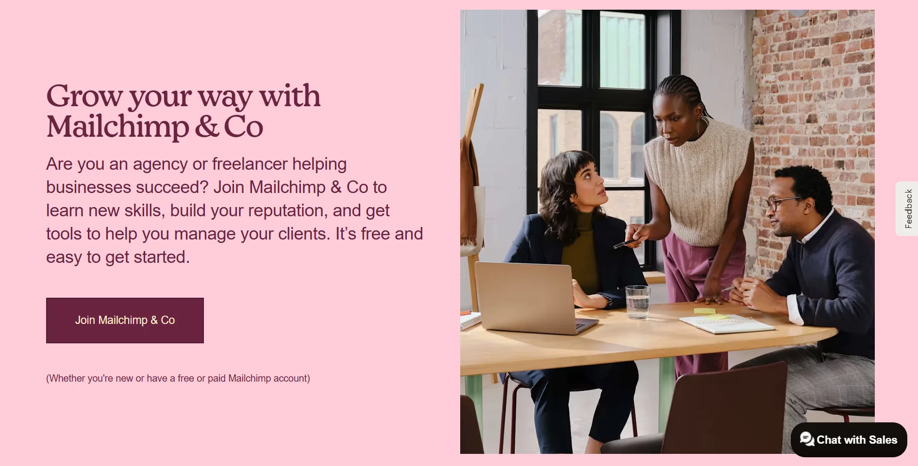Mailchimp and Co partner program homepage