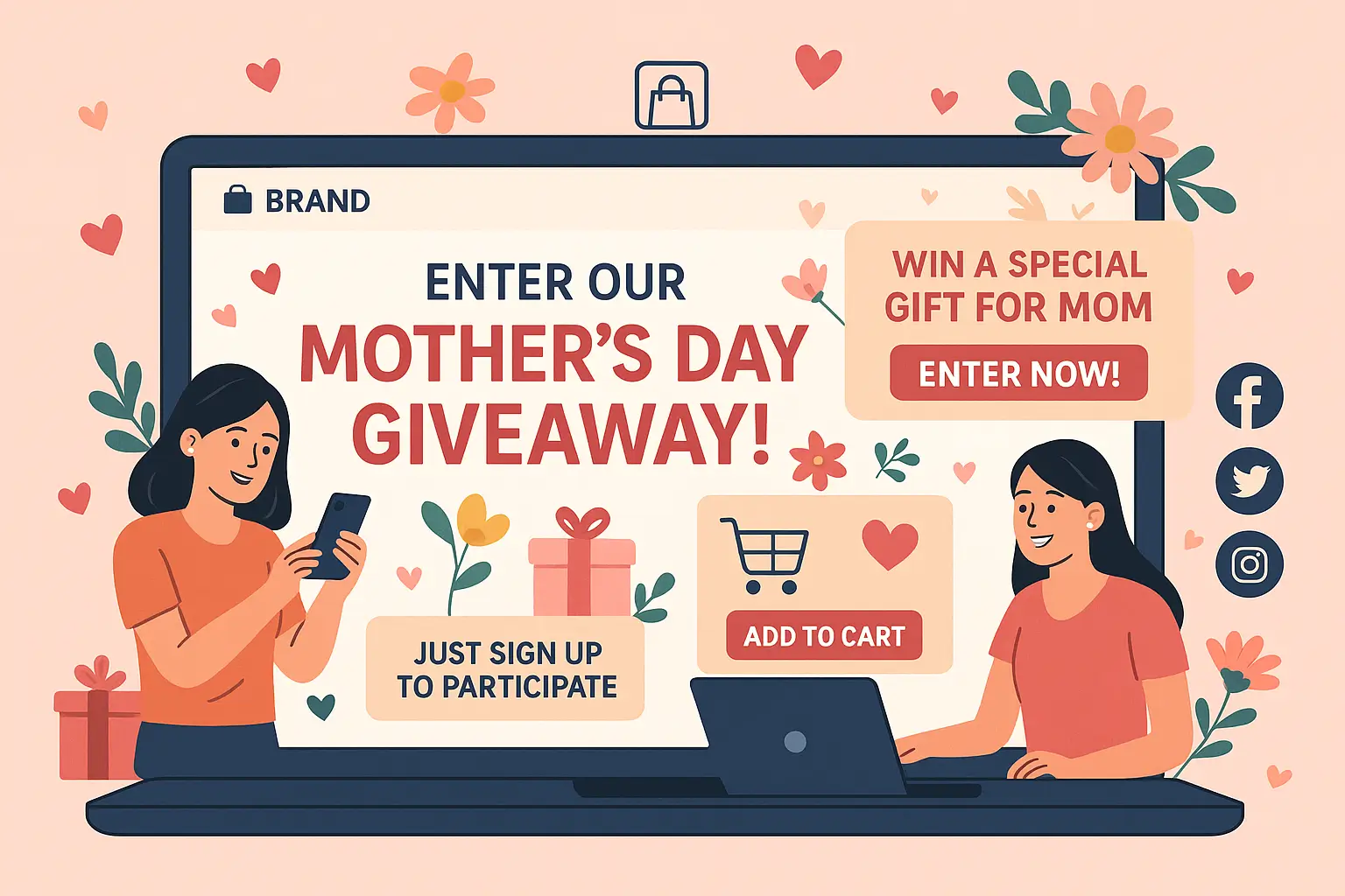 Lunch Giveaway to promote promote mothers day for ecommerce businesses