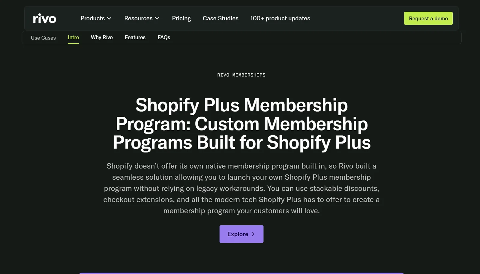 Rivo Shopify Plus membership program homepage