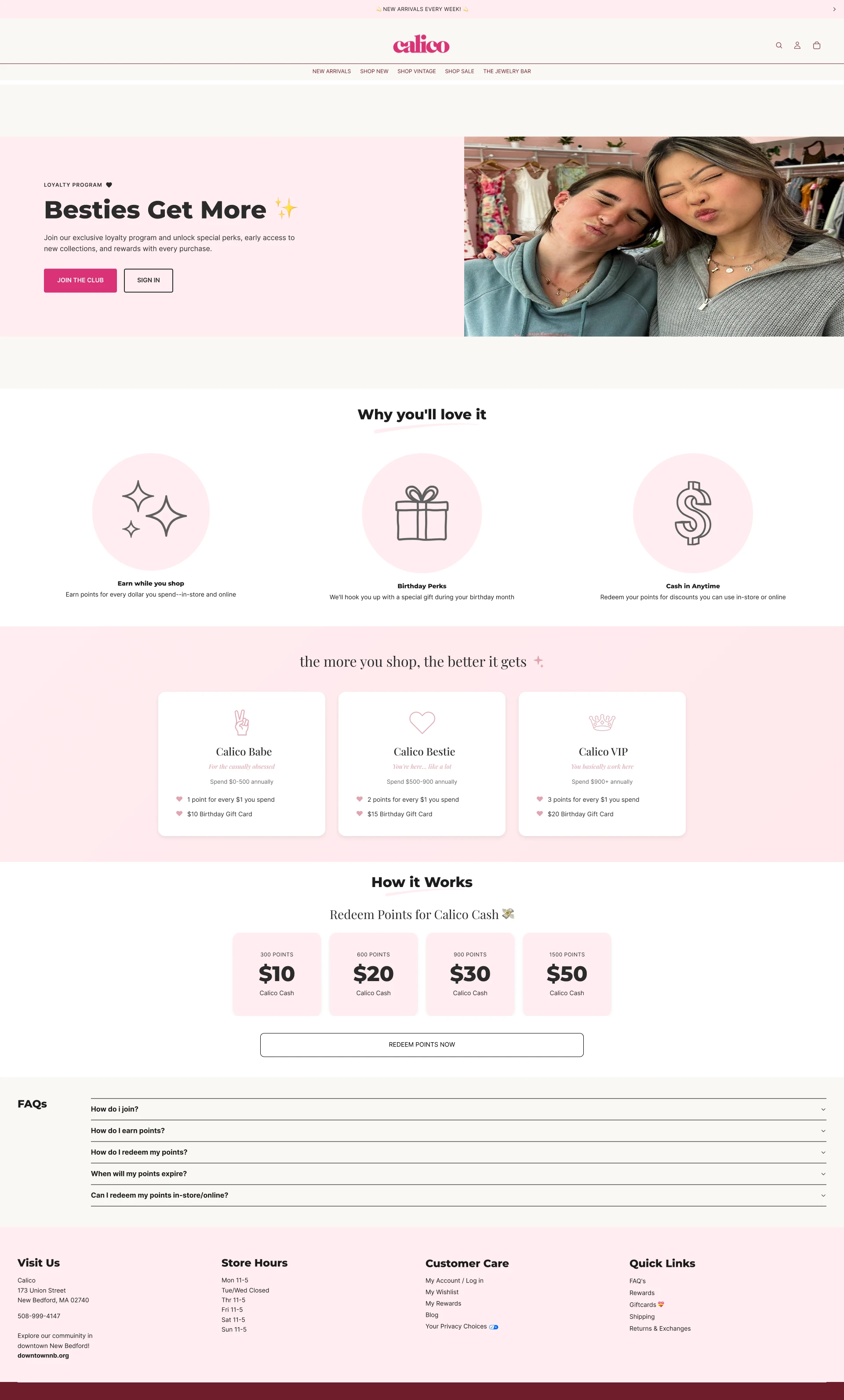 Calico Loyalty Page