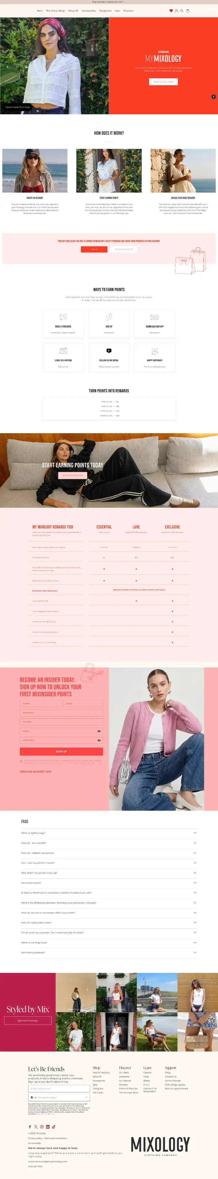 Mixology Loyalty Page